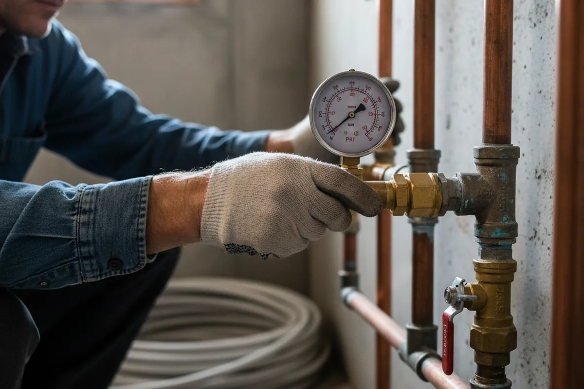 Pressure testing a repaired line during Water Line Repair in Tavernier